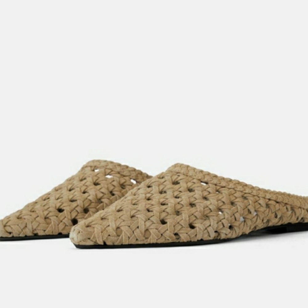 ZARA BRAIDED SPLIT SUEDE LEATHER MULE 6.5 - Picture 5 of 8